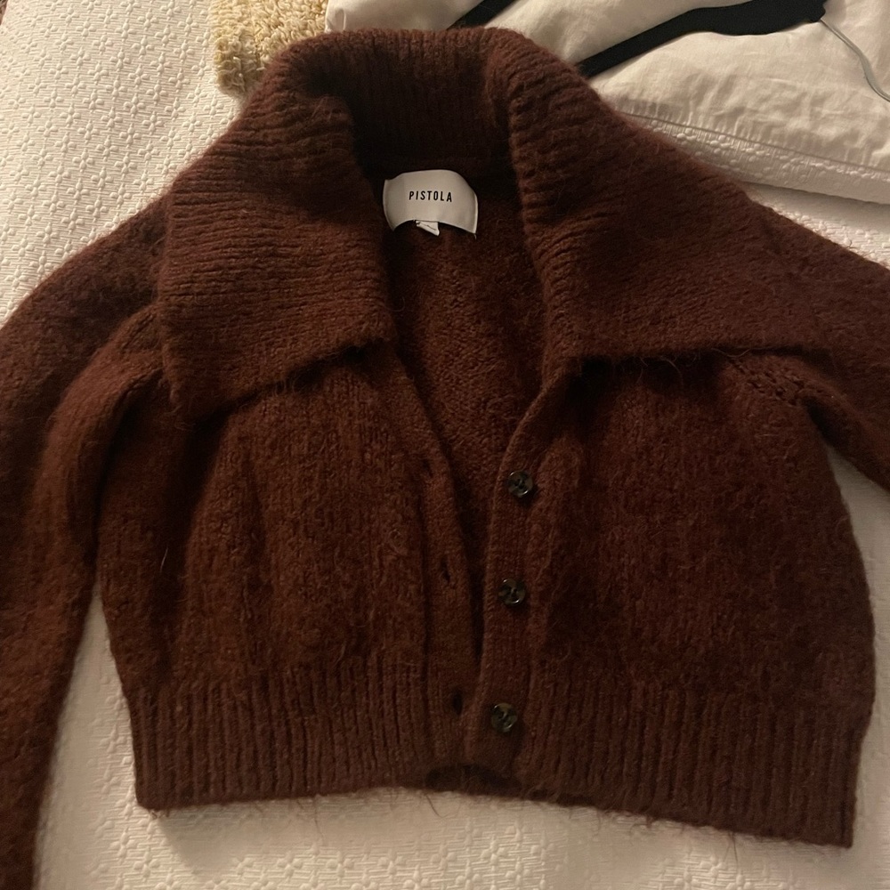 Pistola Brown Cropped Cartigan